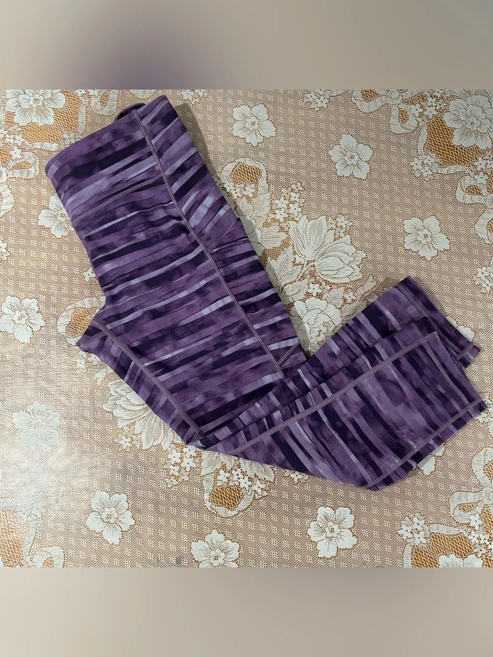 Lululemon Purple Striped Active Leggings